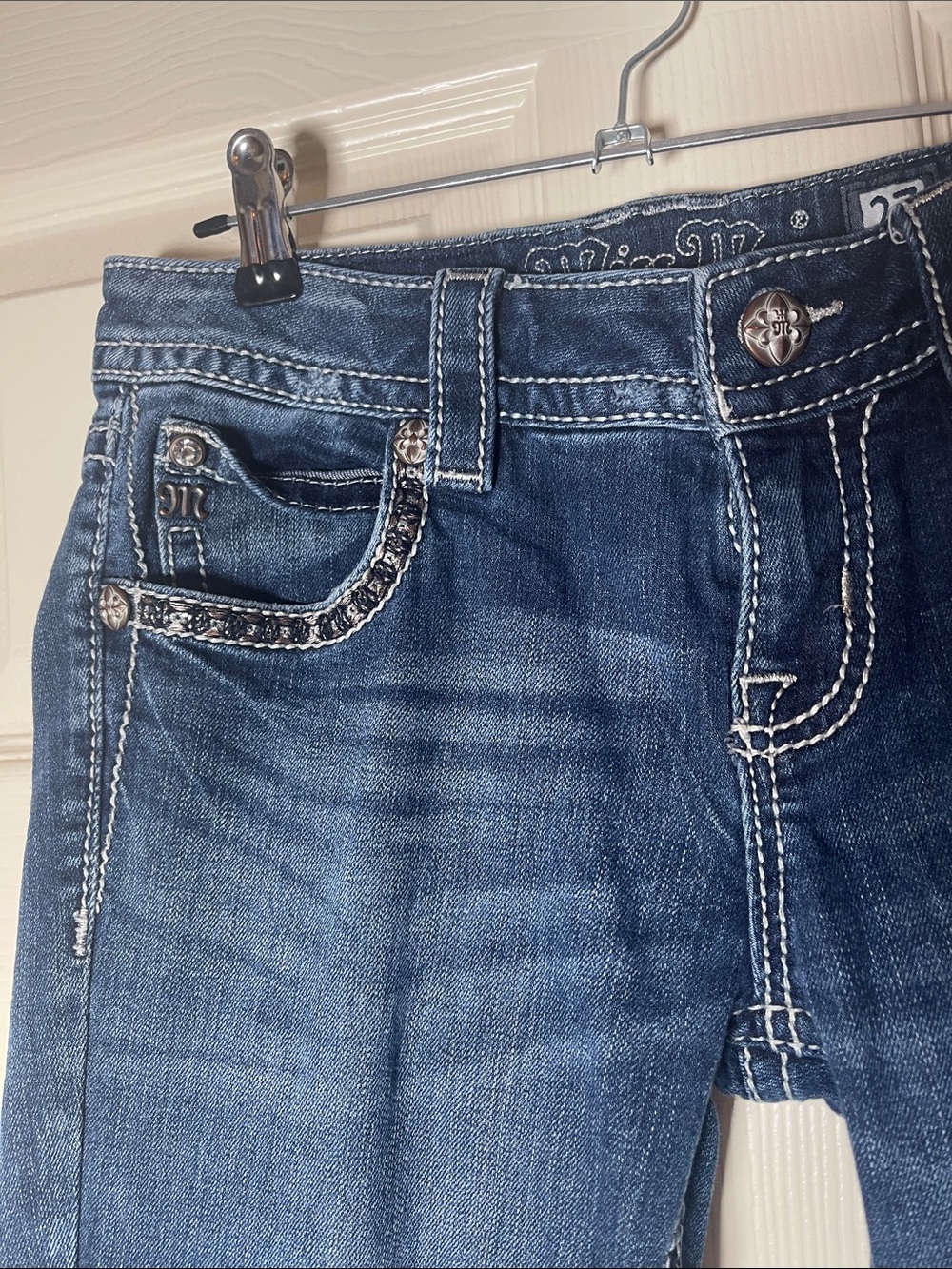 Miss Me Dark Blue Embellished Back Pocket Jeans - Picture 4 of 6
